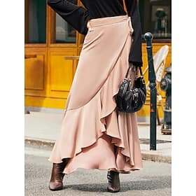 Satin A-Line Maxi Wrap Wedding Guest Skirt