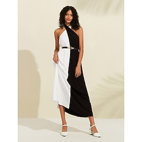 Solid Halter Neck Elegant Maxi Dress