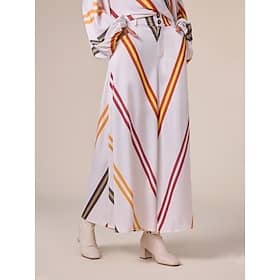 Satin Multi Color Stripe Wide Leg Casual Daily Pants
