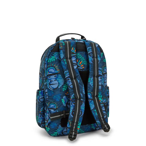 KIPLING Large Backpack with Separate Laptop Compartment Unisex Blue Monkey Fun Seoul College  -  I7973-8HJ Kipling