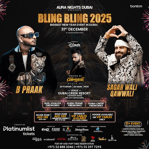 Bling Bling 2025 - NYE featuring B Praak & Sagar Wali Qawwali in Dubai New Years Eve Events