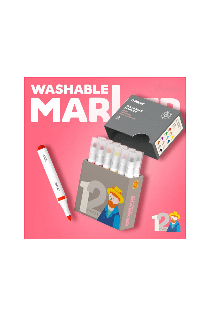Washable Markers - 12 Colors Mideer Art & Craft