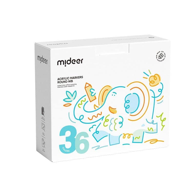Round Nib Acrylic Markers - 36 Colors Mideer Early Education