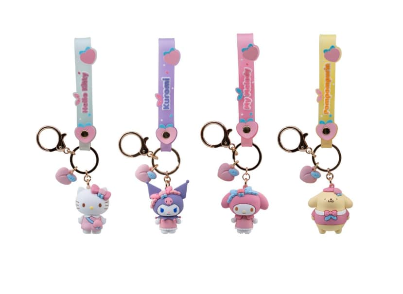 Hello Kitty - Keychain Peach Series PDQ12 WOC Assorted Hello Kitty Keychains