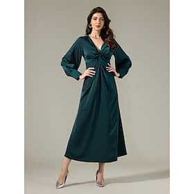 Satin Dark Green Twist Elegant Fashion Maxi Party Dress