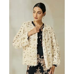 Sequin Feather Elegant Long Sleeve Jacket